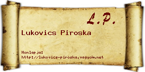 Lukovics Piroska névjegykártya